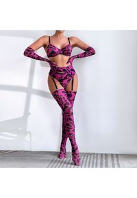 Intica - Komplet bielizny z pończochami na specjalne okazje Veronie. Kolor: wielokolorowy. Materiał: materiał, skóra #8