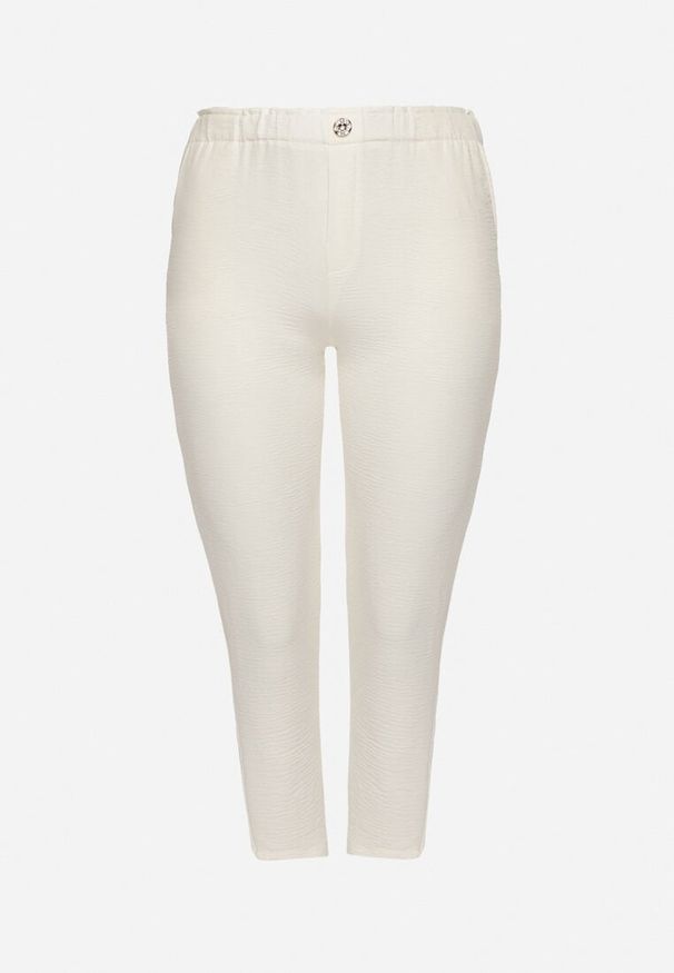 Born2be - Białe Spodnie o Prostym Kroju z Gumką w Talii Filavia. Okazja: na co dzień. Kolor: biały. Styl: casual, elegancki, sportowy