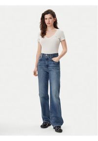 Tommy Jeans T-Shirt DW0DW20458 Beżowy Slim Fit. Kolor: beżowy. Materiał: bawełna