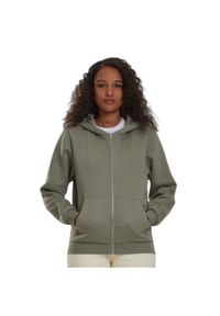 Damska bluza z kapturem zapinana na zamek Urban Classics. Typ kołnierza: kaptur. Kolor: zielony. Materiał: materiał #1