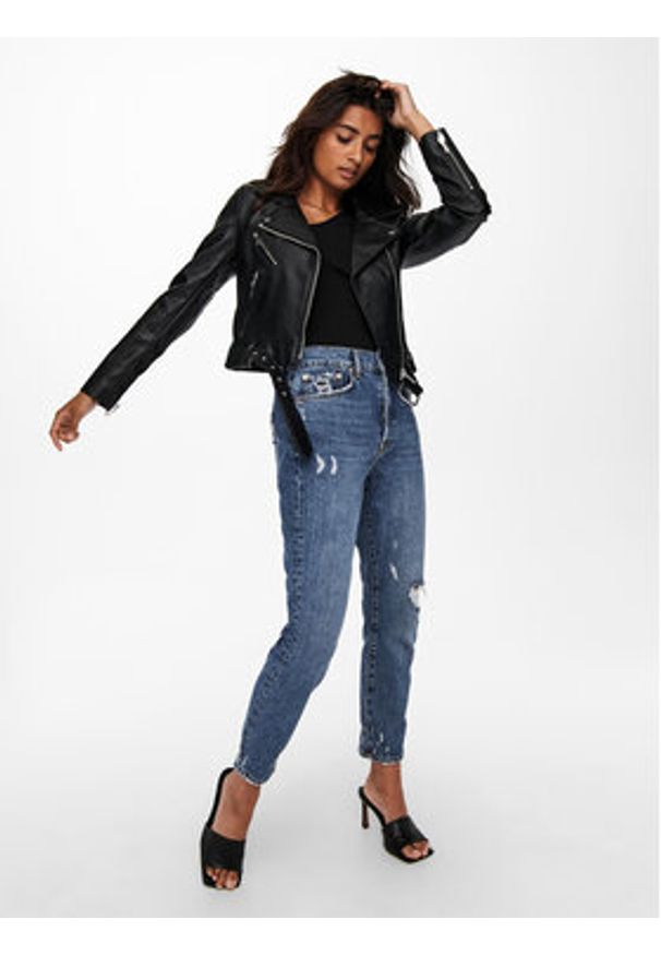 only - ONLY Kurtka z imitacji skóry Vera 15232135 Czarny Regular Fit. Kolor: czarny. Materiał: skóra