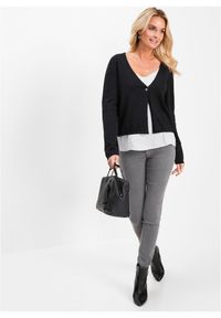 bonprix - Gładki kardigan. Kolor: czarny. Materiał: dzianina. Wzór: gładki, ze splotem. Styl: klasyczny #2