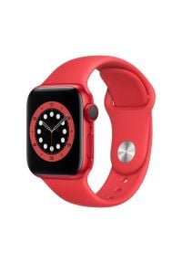 APPLE Watch 6 Cellular 40mm (Czerwony z opaską sportową w kolorze czerwonym). Rodzaj zegarka: smartwatch. Kolor: czerwony. Materiał: poliester, nylon, guma, materiał. Styl: sportowy #1