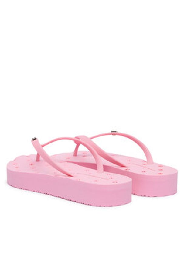 TOMMY HILFIGER - Tommy Hilfiger Japonki Repeat Logo Platform FW0FW09199 Różowy. Kolor: różowy. Materiał: syntetyk. Obcas: na platformie