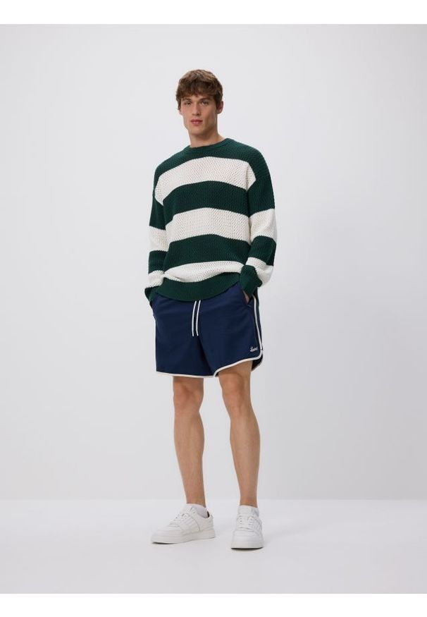 Reserved - Szorty z lyocellem - granatowy. Kolor: niebieski. Materiał: bawełna