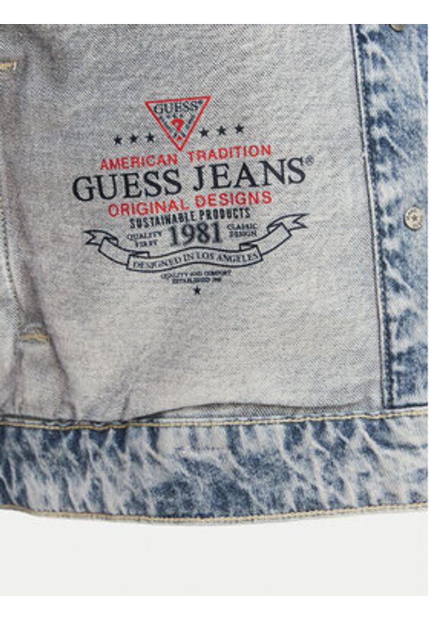 Guess Jeans Kurtka jeansowa W6GN56 D5M57 Niebieski Oversize. Kolor: niebieski. Materiał: bawełna