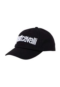 Just Cavalli - JUST CAVALLI Czapka z daszkiem 3d Up z białym logo. Kolor: czarny. Wzór: haft