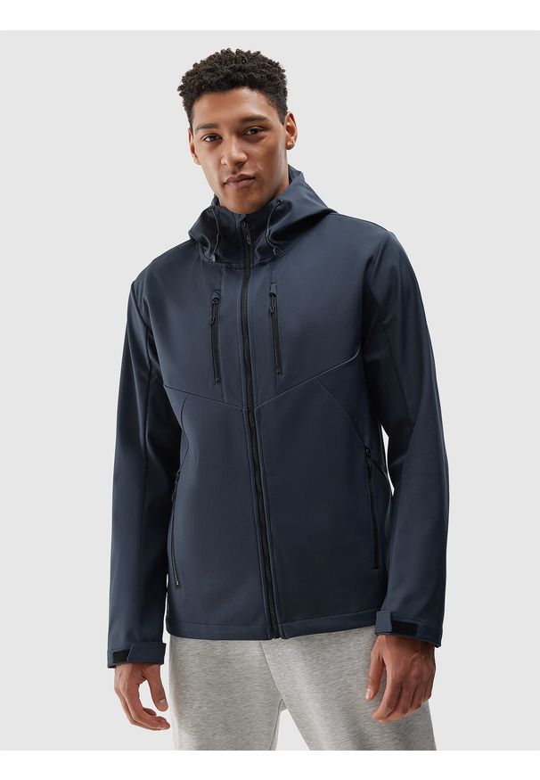 4f - 4F Kurtka softshell wiatroodporna membrana 8000 męska - szara XXL. Typ kołnierza: kaptur. Kolor: szary. Materiał: softshell. Technologia: Windstopper. Sezon: zima, jesień, wiosna. Sport: wspinaczka, kolarstwo