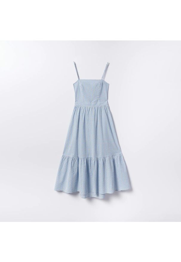 Mohito - Sukienka w kratkę vichy - Niebieski. Kolor: niebieski. Wzór: kratka