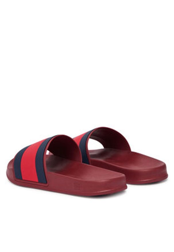 TOMMY HILFIGER - Tommy Hilfiger Klapki Core Hilfiger Flag Pool Slide FM0FM05798 Bordowy. Kolor: czerwony. Materiał: skóra