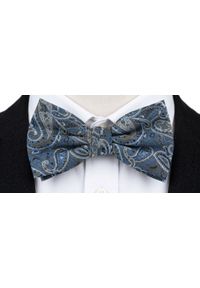Mucha Męska z Poszetką - Chattier - Niebieska z Wzorem Paisley. Kolor: niebieski. Wzór: paisley. Styl: elegancki, sportowy #4