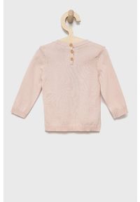 United Colors of Benetton sweter bawełniany dziecięcy kolor różowy lekki. Okazja: na co dzień. Kolor: różowy. Materiał: bawełna. Długość: krótkie. Styl: casual