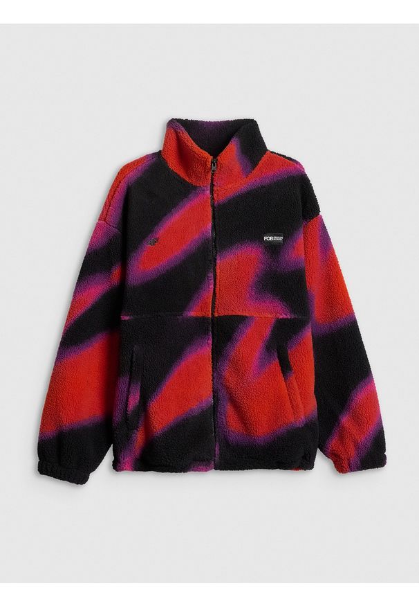 4f - 4F Polar loose bez kaptura damski - multikolor S. Typ kołnierza: bez kaptura. Kolor: wielokolorowy. Materiał: polar. Wzór: nadruk. Sezon: zima. Sport: snowboard