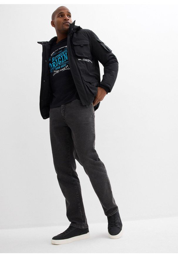 bonprix - Klasyczne dżinsy ze stretchem classic fit, straight. Stan: podwyższony. Kolor: czarny. Styl: klasyczny