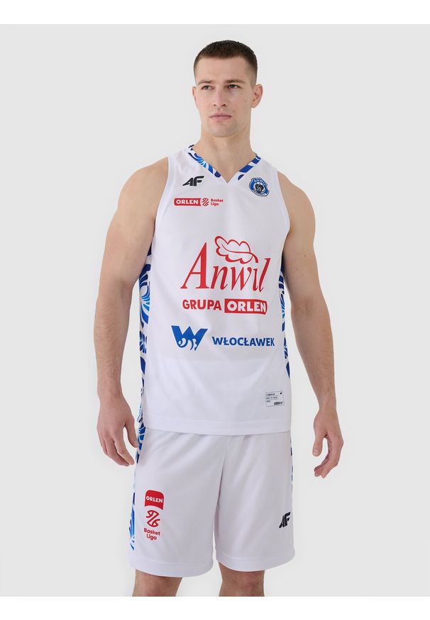 4f - Koszulka meczowa replika domowa z sezonu 2024/25 męska 4F x PLK - Anwil Włocławek - multikolor. Typ kołnierza: dekolt w serek. Kolor: wielokolorowy. Materiał: syntetyk, włókno, dzianina, materiał. Wzór: gładki, nadruk, ze splotem. Sport: koszykówka, fitness