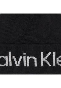 Calvin Klein Czapka Logo Reverso Tonal Beanie K60K611151 Czarny. Kolor: czarny. Materiał: wiskoza