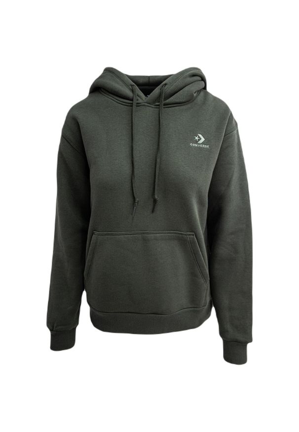 Bluza z kapturem damskie Converse Embroidered Star Chevron. Typ kołnierza: kaptur. Kolor: zielony. Materiał: bawełna, materiał. Sport: skateboard