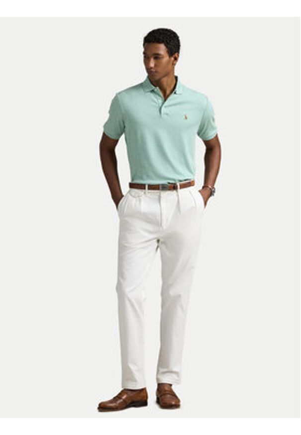 Polo Ralph Lauren Polo 710704319166 Zielony Custom Slim Fit. Typ kołnierza: polo. Kolor: zielony. Materiał: bawełna