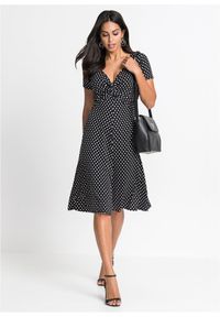 bonprix - Sukienka z dżerseju z mieszanki wiskozy. Typ kołnierza: dekolt w serek. Kolor: czarny. Materiał: jersey, wiskoza #2