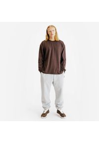 Decathlon - Koszulka długi rękaw męska Elementals. Kolor: brązowy. Materiał: materiał. Długość rękawa: długi rękaw. Długość: długie