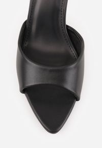 Renee - Czarne Klapki na Szpilce ze Szpiczastym Odkrytym Noskiem Sewnila. Nosek buta: szpiczasty. Kolor: czarny. Materiał: jeans, koronka. Obcas: na szpilce. Styl: elegancki, wizytowy #9