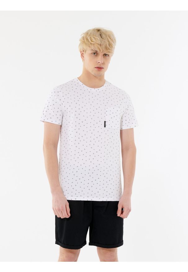 outhorn - T-shirt z nadrukiem męski. Okazja: na co dzień. Materiał: bawełna, jersey, dzianina, materiał. Wzór: nadruk. Styl: casual
