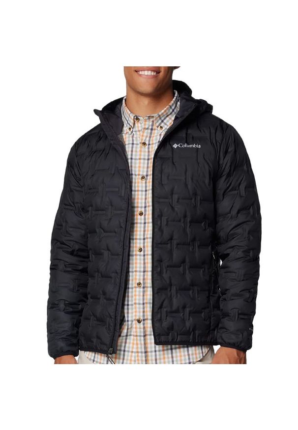 columbia - Kurtka męska Columbia Delta Ridge II Down Hooded 2086222010 - czarna. Okazja: na co dzień. Typ kołnierza: kaptur. Kolor: czarny. Materiał: poliester, tkanina, materiał, syntetyk, puch. Technologia: Omni-Heat (Columbia). Wzór: aplikacja. Sezon: zima. Styl: casual