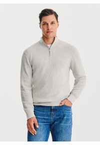 Pako Lorente - PAKO LORENTE- Szary sweter z rozpinaną stójką. Okazja: na co dzień. Typ kołnierza: kołnierzyk stójkowy. Kolor: szary. Materiał: wełna, bawełna. Sezon: jesień. Styl: casual #4