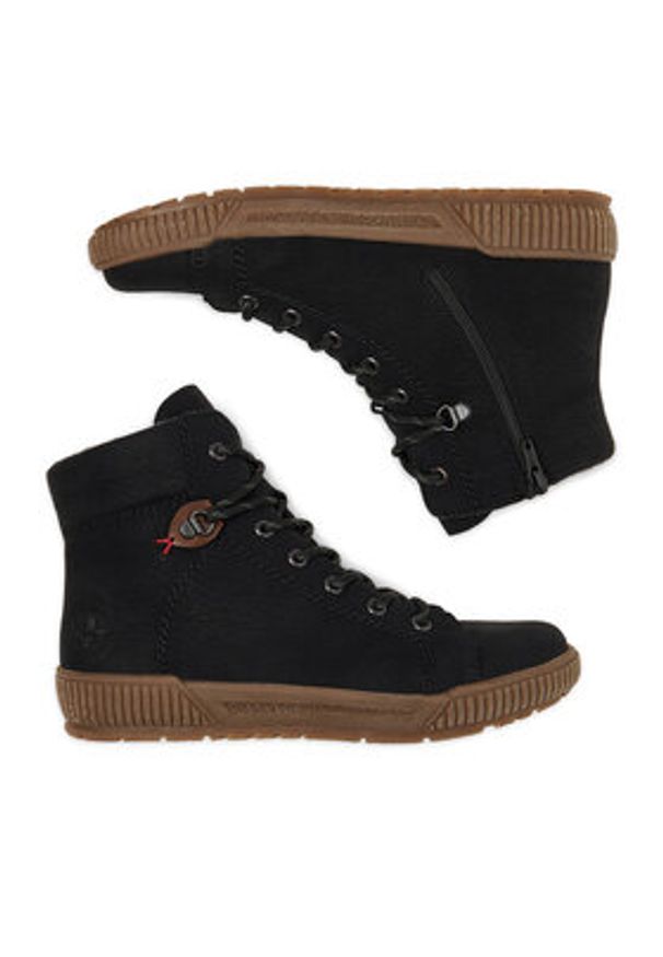 Rieker Trzewiki N0730-00 Czarny. Kolor: czarny. Materiał: syntetyk, materiał