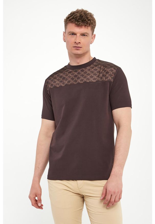 Karl Lagerfeld - T-shirt męski z nadrukiem logo KARL LAGERFELD. Wzór: nadruk