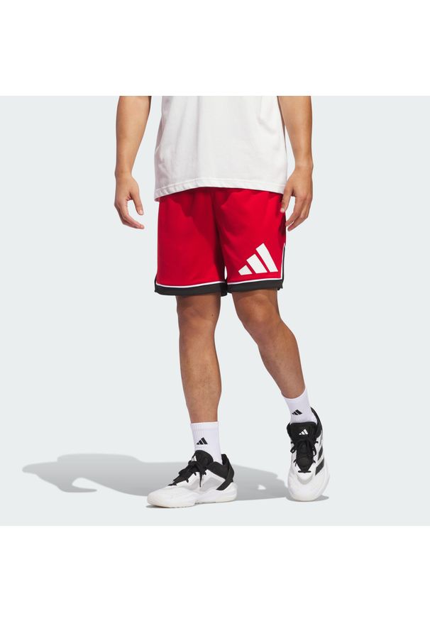 Adidas - Szorty adidas Basketball Badge of Sport. Kolor: czerwony, wielokolorowy, czarny. Materiał: materiał. Sport: koszykówka