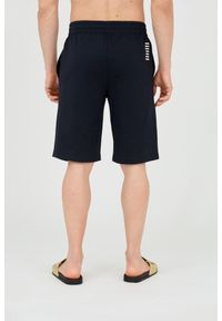 EA7 Emporio Armani - EA7 Granatowe shorty męskie z białym logo, Rozmiar S. Kolor: niebieski. Materiał: bawełna. Długość: krótkie