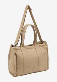 Renee - Beżowa Torebka Typu Shopper z Plecionki Sevisha. Kolor: beżowy. Styl: biznesowy, elegancki, casual #3