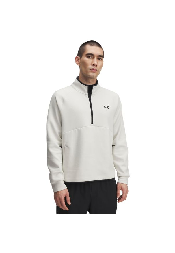 Bluza z pół zamkiem i kieszenią kangurką Under Armour Unstoppable Fleece. Kolor: biały