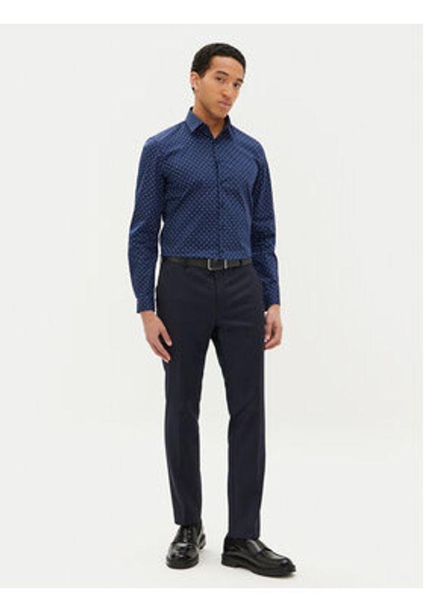 Calvin Klein Koszula K10K114313 Granatowy Slim Fit. Kolor: niebieski. Materiał: bawełna