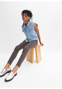 bonprix - Spodnie twillowe z elastycznego materiału z bawełną. Kolor: szary. Materiał: materiał, bawełna. Długość: długie #3