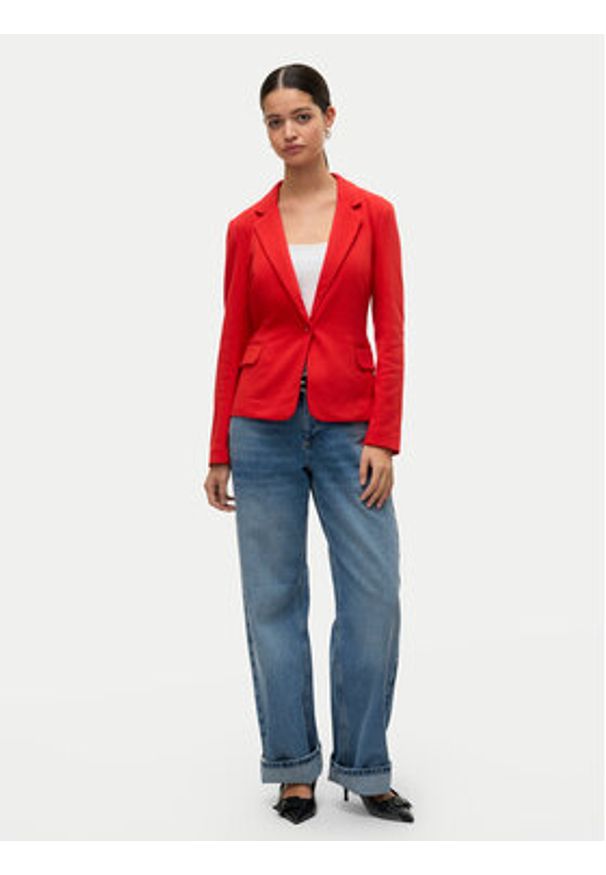 Vero Moda Marynarka Julia 10154123 Czerwony Regular Fit. Kolor: czerwony. Materiał: wiskoza