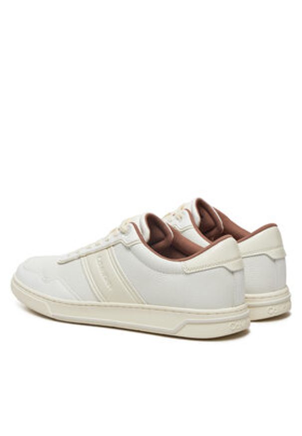 Calvin Klein Sneakersy Low Top Lace Up Logo HM0HM01653 Biały. Kolor: biały. Materiał: skóra