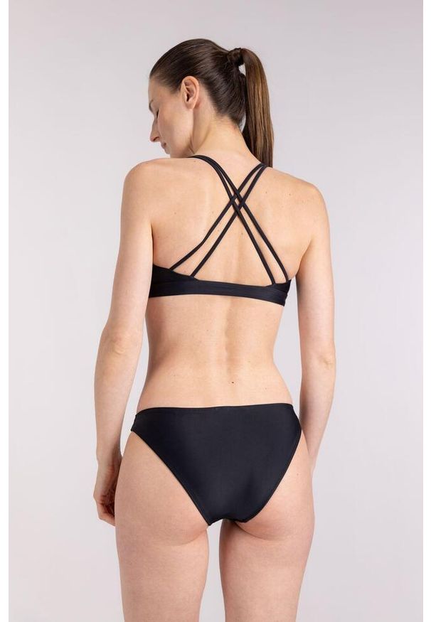WALLIEN - Damski top bikini z krzyżowanym tyłem do pływania & surfingu - Czarny. Kolor: czarny. Materiał: materiał