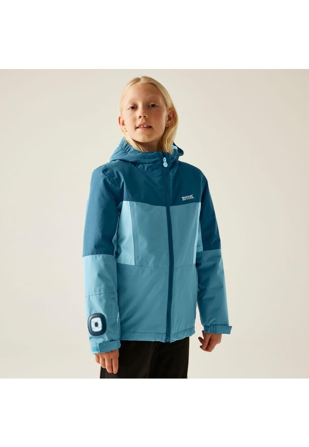 Regatta - Kurtka dziecięca przejściowa przeciwdeszczowa Beamz. Kolor: niebieski. Materiał: tkanina, puch. Styl: sportowy