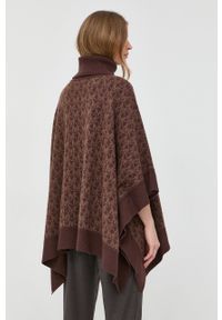 MICHAEL Michael Kors poncho z domieszką wełny kolor brązowy lekkie. Kolor: brązowy. Materiał: wełna #2