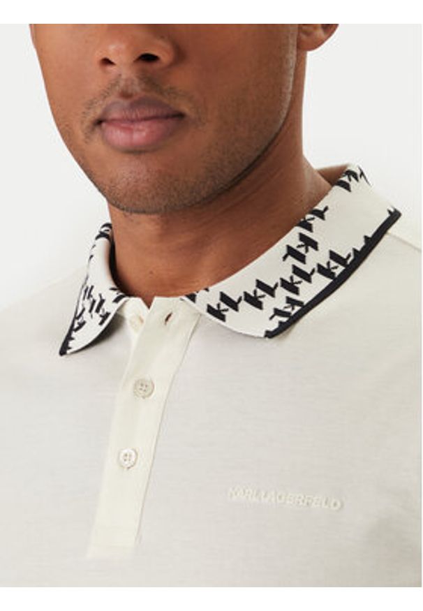 Karl Lagerfeld - KARL LAGERFELD Polo 745010 562200 Écru Regular Fit. Typ kołnierza: polo. Materiał: bawełna