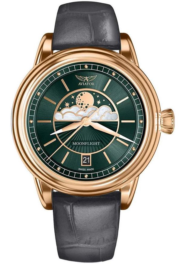 AVIATOR - Zegarek damski Aviator V.1.33.2.263.4GM szary. Kolor: szary