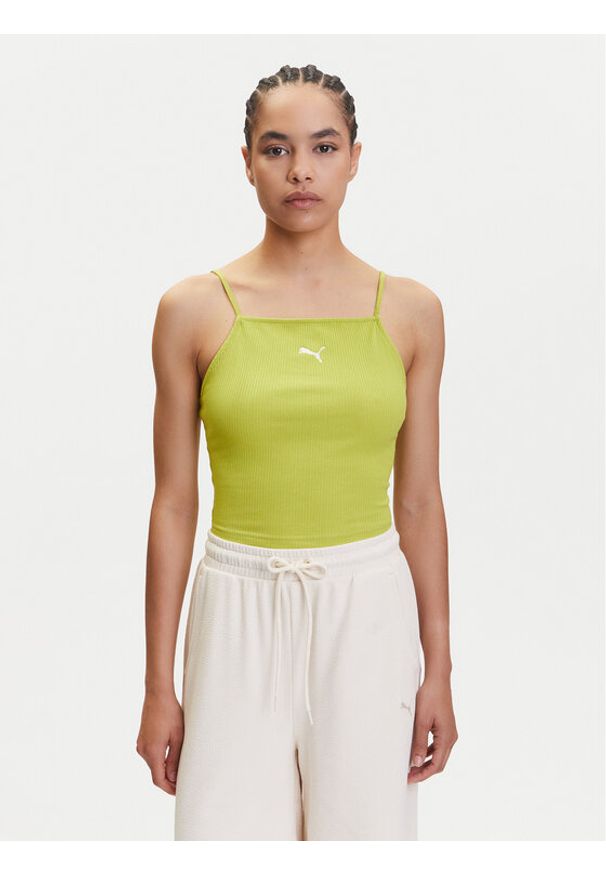 Puma Top Ess 629771 Zielony Slim Fit. Kolor: zielony. Materiał: bawełna