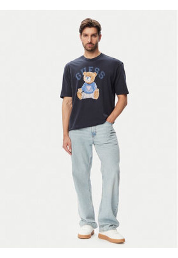 Guess T-Shirt 182885 Niebieski Classic Fit. Kolor: niebieski
