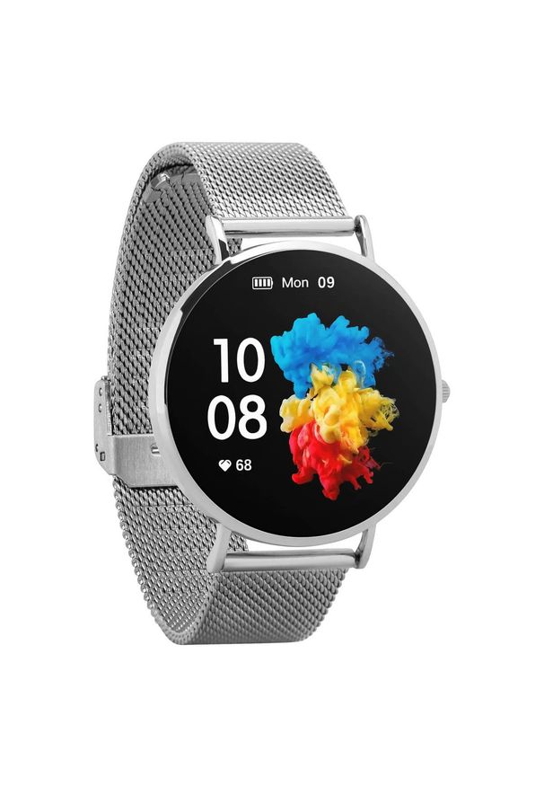 GARETT - Garett Verona srebrny stalowy. Rodzaj zegarka: smartwatch. Kolor: wielokolorowy, srebrny, szary. Styl: sportowy, biznesowy, elegancki, casual
