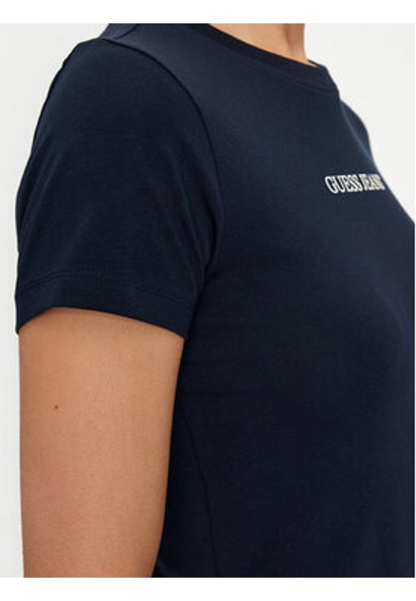 Guess Jeans T-Shirt W4YI01 J1314 Granatowy Slim Fit. Kolor: niebieski. Materiał: bawełna