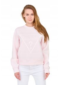 Guess - GUESS Różowa damska bluza z dużym logo. Kolor: różowy. Materiał: wiskoza #3