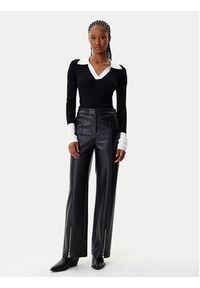 Karl Lagerfeld - KARL LAGERFELD Sweter A4W18043 Czarny Slim Fit. Typ kołnierza: dekolt w karo. Kolor: czarny. Materiał: syntetyk