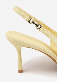 Born2be - Żółte Szpilki VICES z Odkrytą Piętą i Wycięciem w Kształcie Litery V Natinawe. Okazja: na ślub cywilny, na wesele. Zapięcie: bez zapięcia. Kolor: żółty. Materiał: jeans. Obcas: na szpilce. Styl: elegancki, wizytowy #7